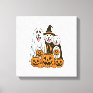 Great Pyrenees Hond Geest Heks Halloween Matching Canvas Afdruk