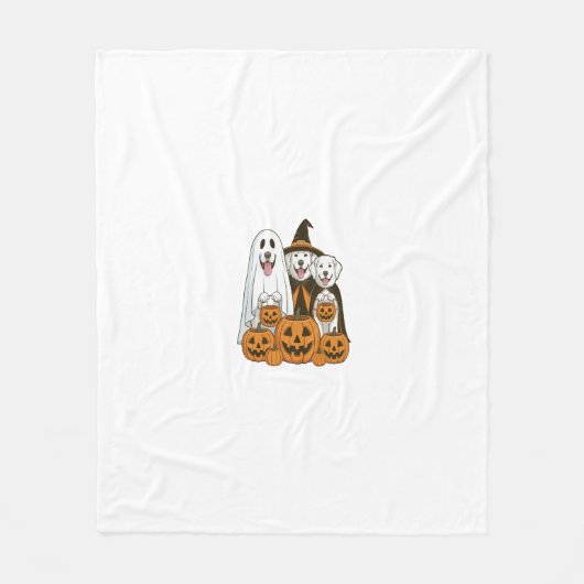 Great Pyrenees Hond Geest Heks Halloween Matching Fleece Deken (Voorkant)