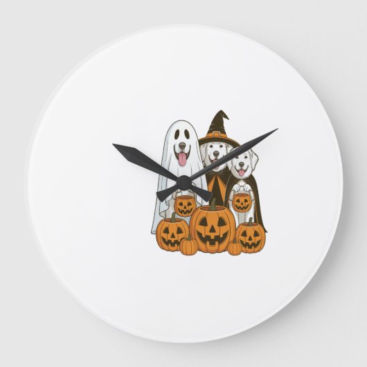 Great Pyrenees Hond Geest Heks Halloween Matching Grote Klok (Voorkant)
