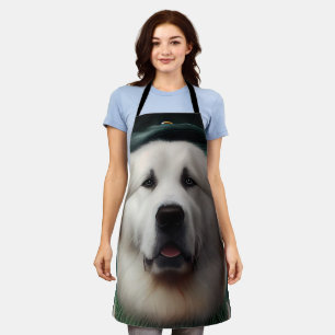 Great Pyrenees hond in St. Patrick's Day jurk Schort
