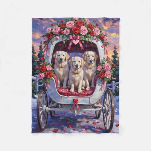 Great Pyrenees hond Valentijnsdag Fleece Deken (Voorkant)