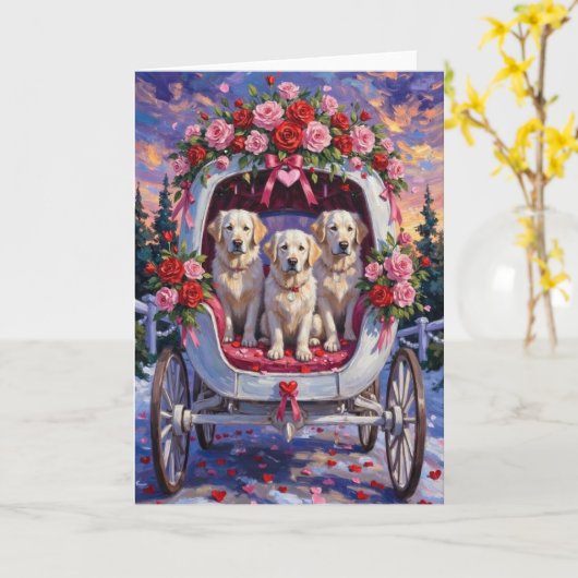 Great Pyrenees Hond Valentijnsdag Kaart (Gele Bloem)