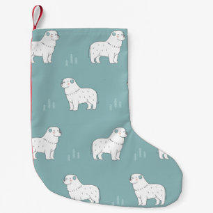  Great Pyrenees-hondenillustratie naadloos of Kleine Kerstsok
