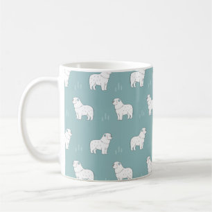 Great Pyrenees-hondenillustratie naadloos of Koffiemok