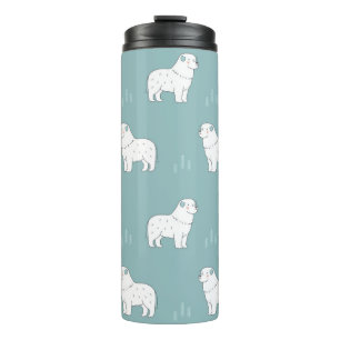 Great Pyrenees-hondenillustratie naadloos of Thermosbeker