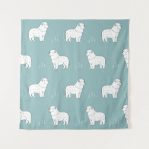  Great Pyrenees-hondenillustratie naadloos of Wandkleed