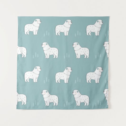  Great Pyrenees-hondenillustratie naadloos of Wandkleed (Voorkant)