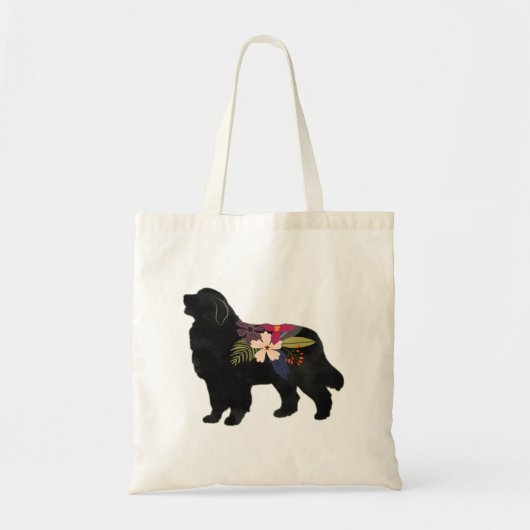 Great Pyrenees Hondenras Boho Floral Silhouette Tote Bag (Voorkant)