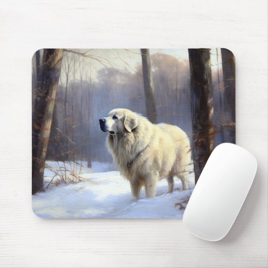 Great Pyrenees Laat het sneeuwen Kerstmis Muismat (Met muis)