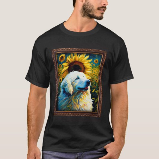 Great Pyrenees Painting Sunflower Flower Mom Women T-shirt (Voorkant)