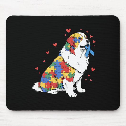Great Pyrenees Puzzel Autisme Bewustzijn Autistisc Muismat (Voorkant)