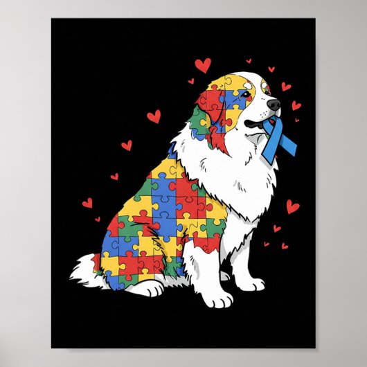 Great Pyrenees Puzzel Autisme Bewustzijn Autistisc Poster (Voorkant)
