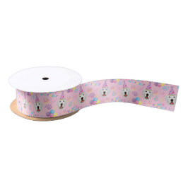 Great Pyrenees Satin Ribbon in Pink Satijnen Lint