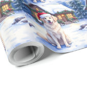 Great Pyrenees Snowy Mountain Lodge Santa Hat Cadeaupapier (Rol Hoek)