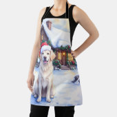 Great Pyrenees Snowy Mountain Lodge Santa Hat Schort (Insitu)