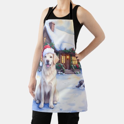 Great Pyrenees Snowy Mountain Lodge Santa Hat Schort (Insitu)