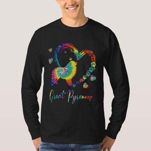 Great Pyrenees Tie Dye Rainbow Dog T-shirt (Voorkant)