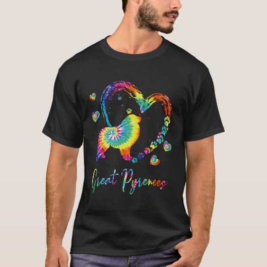 Great Pyrenees Tie Dye Rainbow Dog T-shirt (Voorkant)