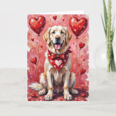 Great Pyrenees Valentine’s Day Dog with Hearts Red Kaart (Voorkant)