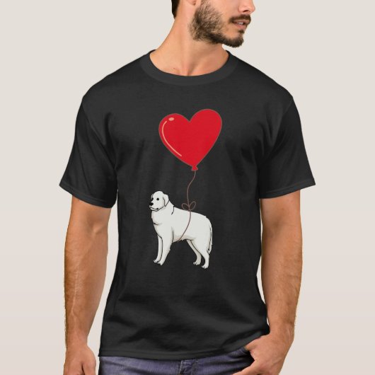 Great Pyrenees With Heart Balloon Valentines Day L T-shirt (Voorkant)