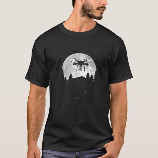 Great Quadcopter Pilot Drone Fyling Moon Silhouett T-shirt (Voorkant)