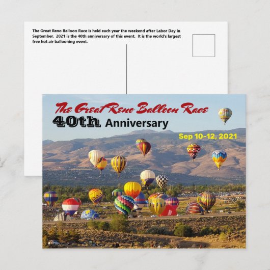 Great Reno Balloon Race 40e verjaardag Briefkaart (Voorkant / Achterkant)