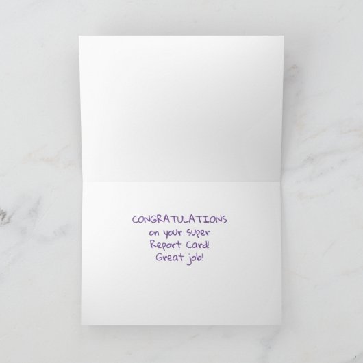Great Report Card! Student's Congratulations Card Kaart (Binnen)
