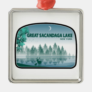Great Sacandaga Lake New York Herten Metalen Ornament