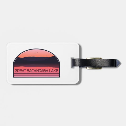 Great Sacandaga Lake New York Red Sunrise Bagagelabel (Achterkant horizontaal)