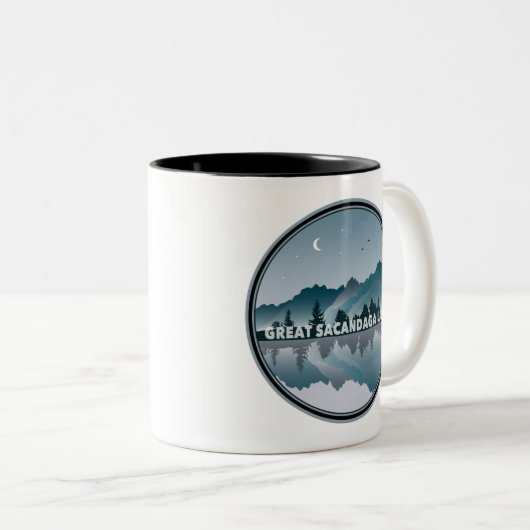Great Sacandaga Lake New York Reflection Tweekleurige Koffiemok (Voorkant rechts)