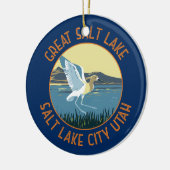 Great Salt Lake American Avocet Retro gestresst Keramisch Ornament (Links)