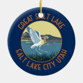 Great Salt Lake American Avocet Retro gestresst Keramisch Ornament (Achterkant)