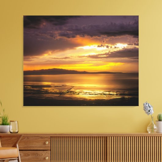 Great Salt Lake Sunset Canvas Afdruk (Insitu (Woonkamer))