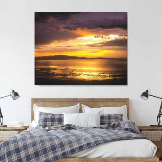 Great Salt Lake Sunset Canvas Afdruk (Insitu (Slaapkamer))