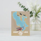 Great Salt Lake, Utah Reisposter Briefkaart (Staand voorkant)