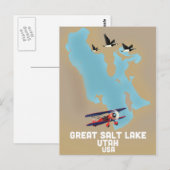 Great Salt Lake, Utah Reisposter Briefkaart (Voorkant / Achterkant)