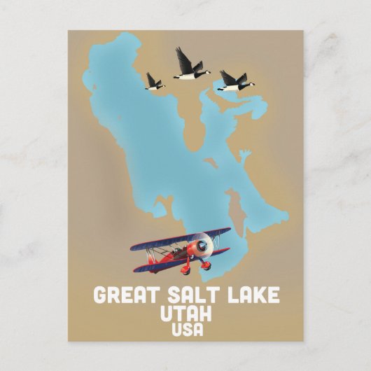 Great Salt Lake, Utah Reisposter Briefkaart (Voorkant)