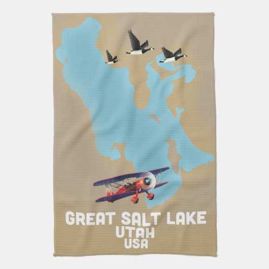 Great Salt Lake, Utah Reisposter Theedoek (Verticaal)