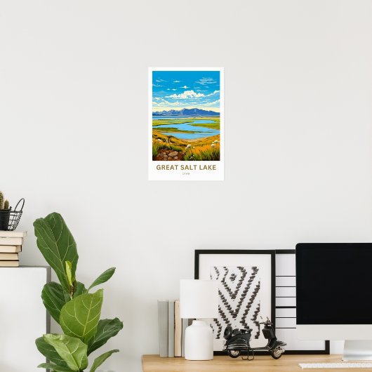 Great Salt Lake Utah Reisprint Poster (Thuiskantoor)
