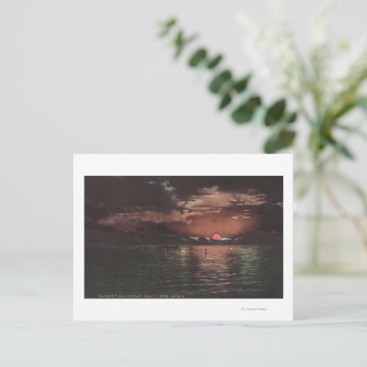 Great Salt Lake, UTSunset Scene op Lake Uitzicht Briefkaart (Staand voorkant)