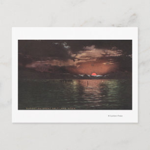 Great Salt Lake, UTSunset Scene op Lake Uitzicht Briefkaart