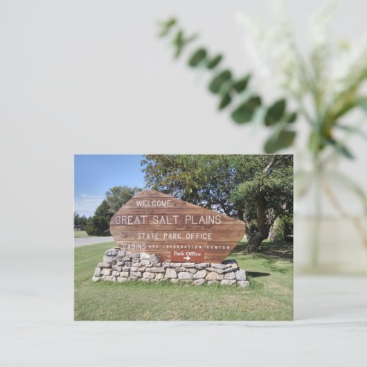 Great Salt Plains State Park Sign, Oklahoma Briefkaart (Staand voorkant)