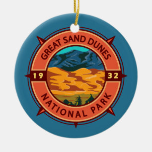 Great Sand Dunes National Park Retro Compass Keramisch Ornament
