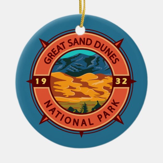 Great Sand Dunes National Park Retro Compass Keramisch Ornament (Voorkant)