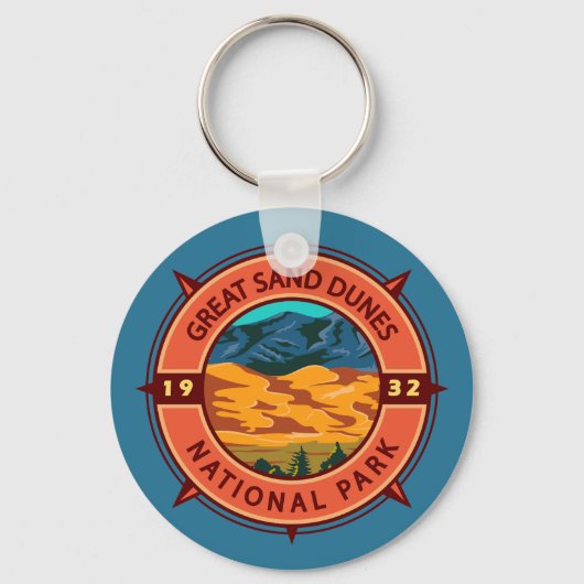 Great Sand Dunes National Park Retro Compass Sleutelhanger (Voorkant)