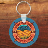 Great Sand Dunes National Park Retro Compass Sleutelhanger (Voorkant)