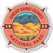 Great Sand Dunes National Park Retro Compass Sticker (Voorkant)