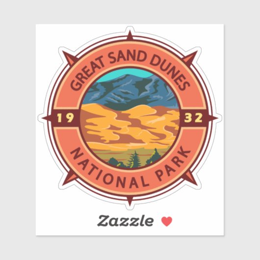 Great Sand Dunes National Park Retro Compass Sticker (Vel)