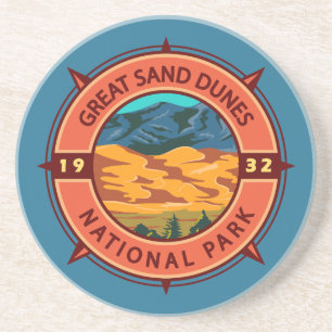 Great Sand Dunes National Park Retro Compass Zandsteen Onderzetter