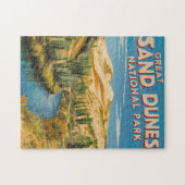 Great Sand Dunes National Park Retro Travel Art Legpuzzel (Horizontaal)
